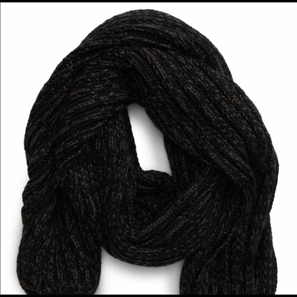 B.P. Pompom black trim knit muffler 72x15 - Picture 2 of 4